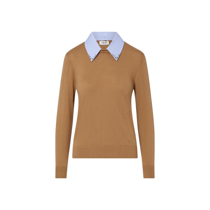 Liu-Jo jersey de mujer beige WF6452 MA16R en vista frontal
