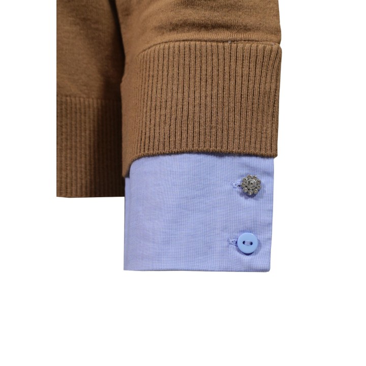 Detalle del puño de jersey de mujer beige Liu-Jo WF6453 MA16R