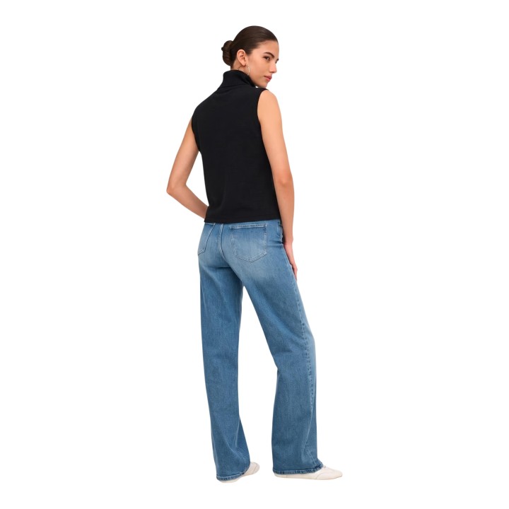 Jacqueline de Yong jersey negro de cuello alto para mujer vista posterior