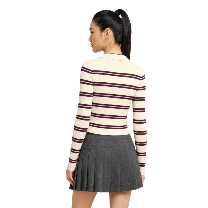 Jersey de punto Only para mujer en marfil a rayas vista posterior