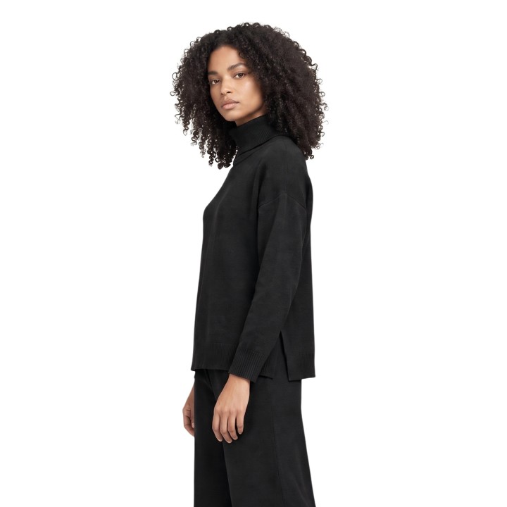 Jersey de cuello alto negro Choral para mujer SLI6ML025166D en vista de tres cuartos