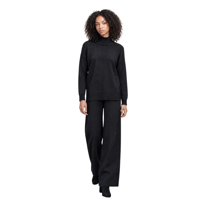 Jersey de cuello alto negro Choral para mujer SLI6ML025166D en modelo de frente