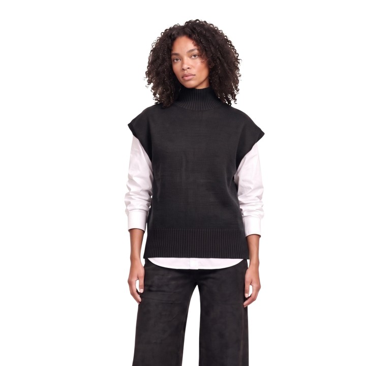 Choral jersey de cuello alto negro para mujer SLI6GL026218D vista frontal