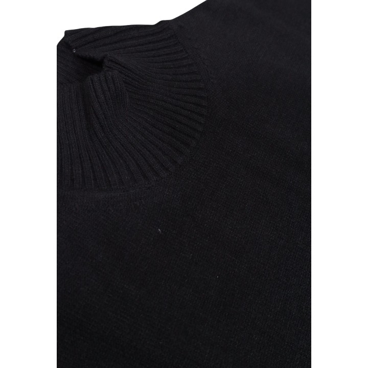 Choral jersey negro de cuello alto para mujer SLI6GL026218D detalle del tejido