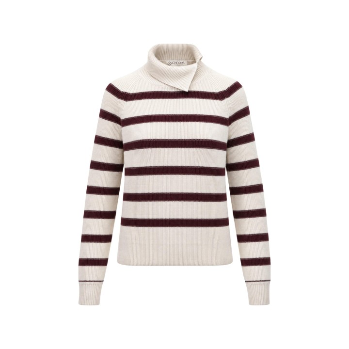 Choral jersey de cuello alto para mujer bordeaux vista frontal de la prenda