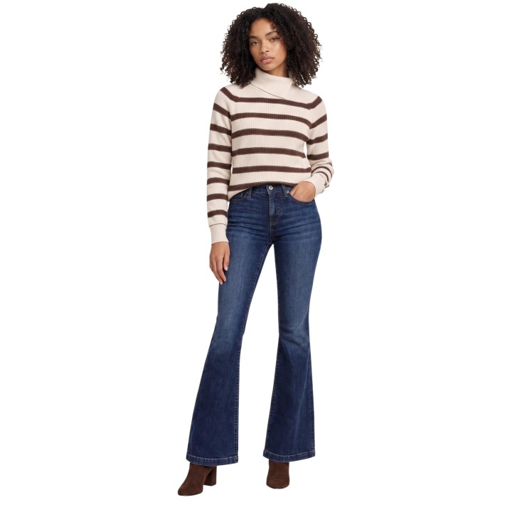 Choral jersey de cuello alto para mujer bordeaux vista de tres cuartos