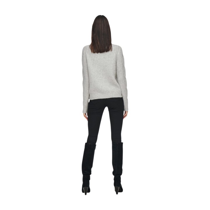 Jacqueline de Yong jersey de mujer gris claro de punto trenzado vista posterior