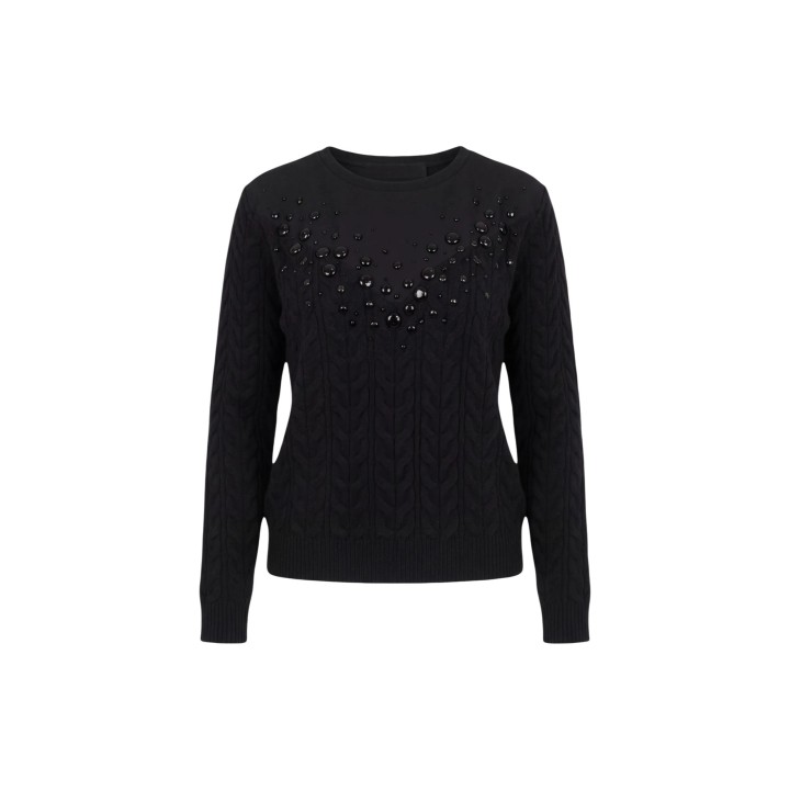 Liu-Jo jersey de mujer negro TF6187 MA25S vista frontal de la prenda
