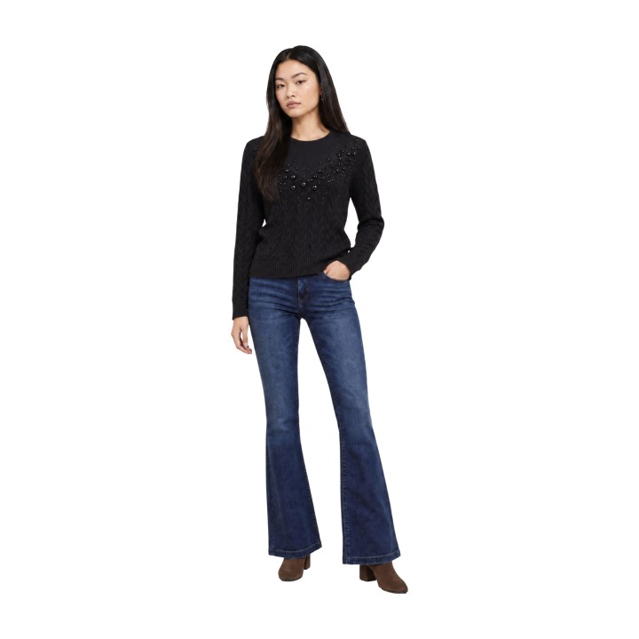 Liu-Jo jersey de mujer negro TF6187 MA25S vista tres cuartos frontal
