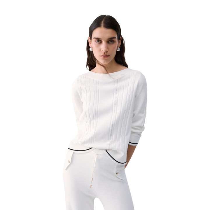 Jersey blanco de mujer Liu-Jo TF6189 MS63L vista frontal