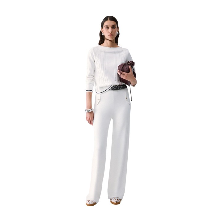Jersey blanco de mujer Liu-Jo TF6189 MS63L vista frontal de cuerpo entero