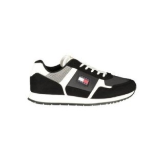 Zapatilla deportiva negra de poliester para hombre Tommy Hilfiger vista lateral con logo
