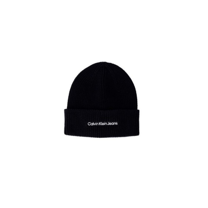 Gorro negro de algodón acanalado Calvin Klein vista frontal