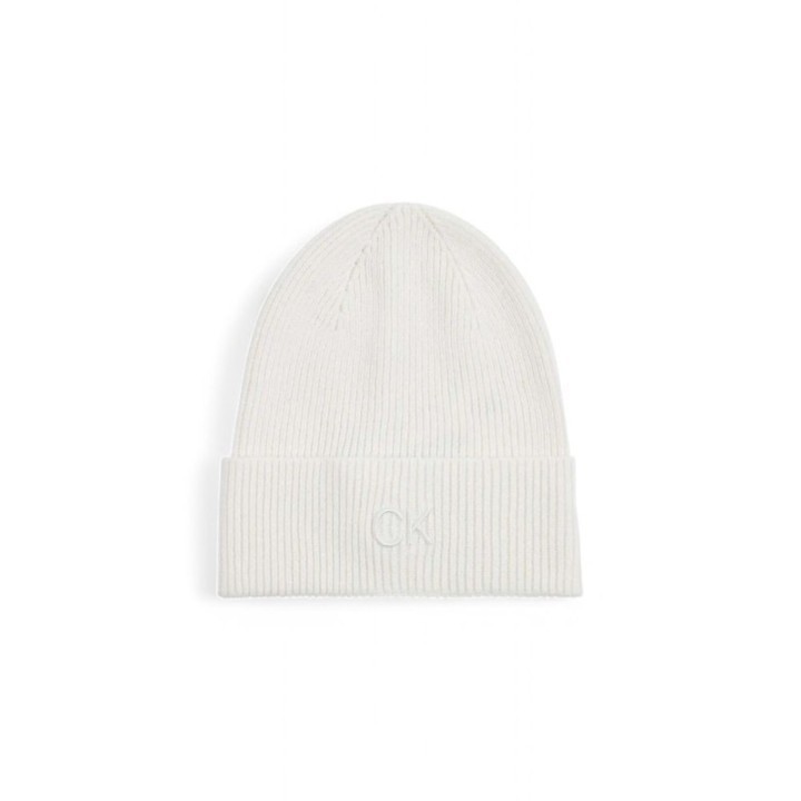 Gorro de punto blanco para mujer Calvin Klein en algodón orgánico