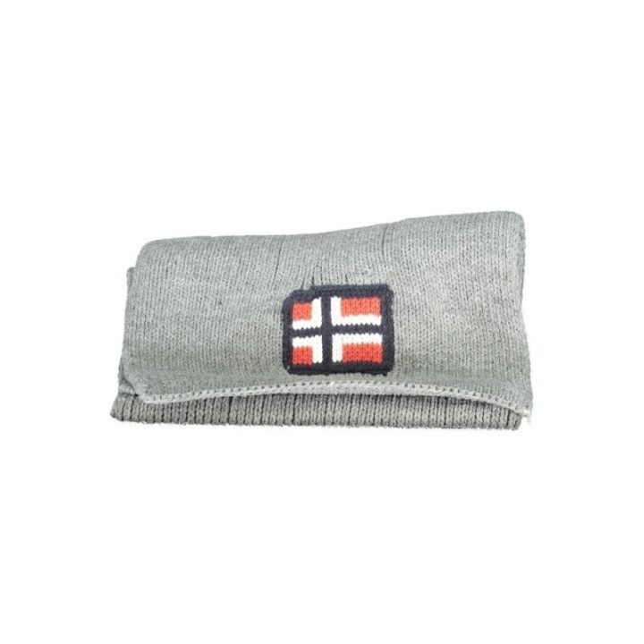 Bufanda gris de punto Norway 1963 con parche bordado vista frontal