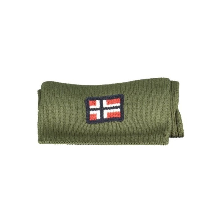 Bufanda de punto verde para hombre Norway 1963 con logo bordado vista plegada