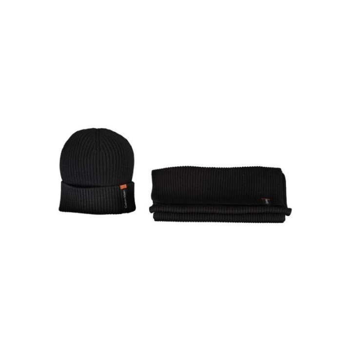 Conjunto gorro y bufanda de algodon negro Calvin Klein vista frontal