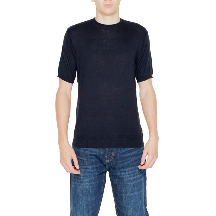 Jersey de punto negro para hombre HAMAKI-HO ME3078H vista frontal
