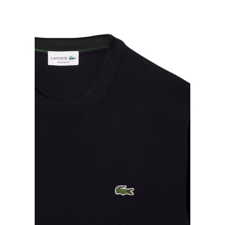 Detalle frontal del jersey Lacoste de hombre negro AH0128-00