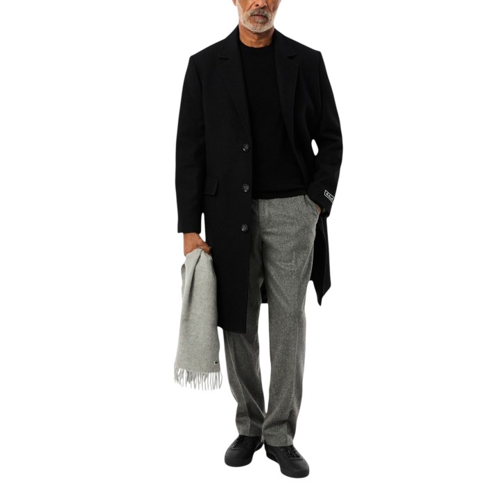 Jersey Lacoste de hombre negro AH0128-00 en vista de tres cuartos