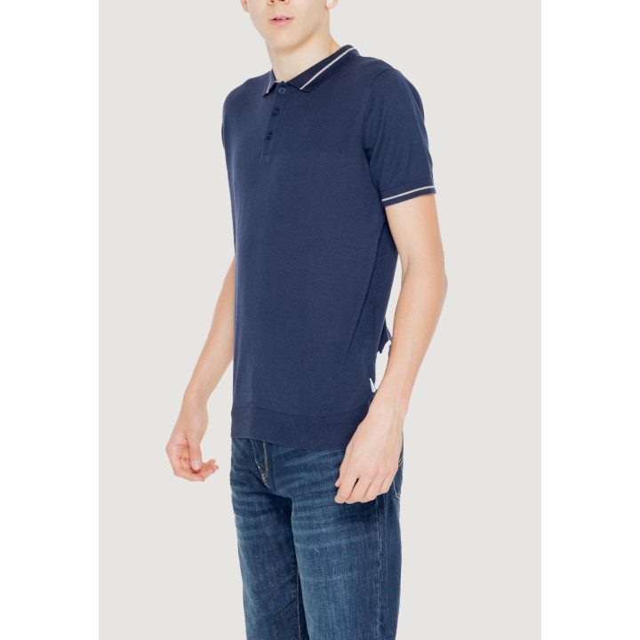 Jersey de hombre Hamaki-Ho ME3079H azul oscuro de punto vista de tres cuartos