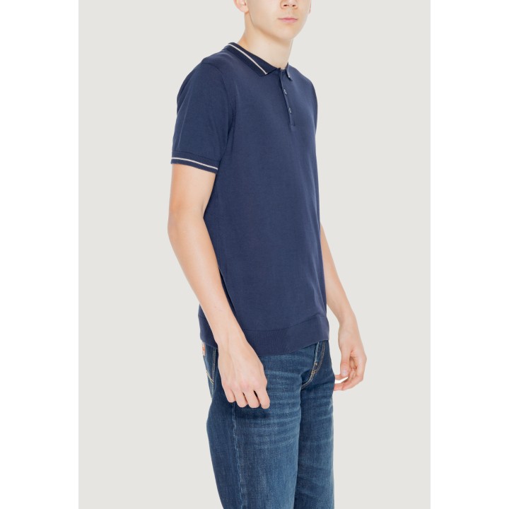 Jersey de hombre Hamaki-Ho ME3079H azul oscuro de punto vista de tres cuartos