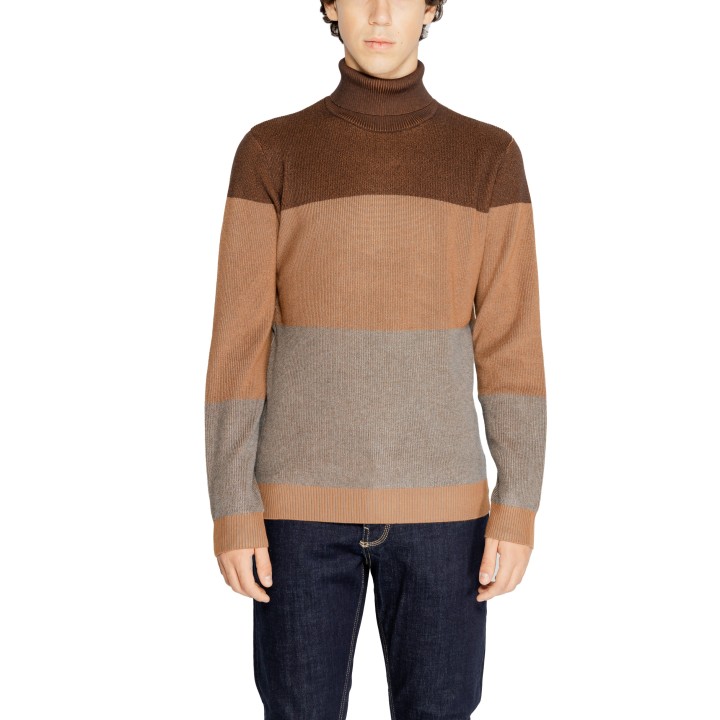 HAMAKI-HO jersey de cuello alto para hombre marrón vista frontal