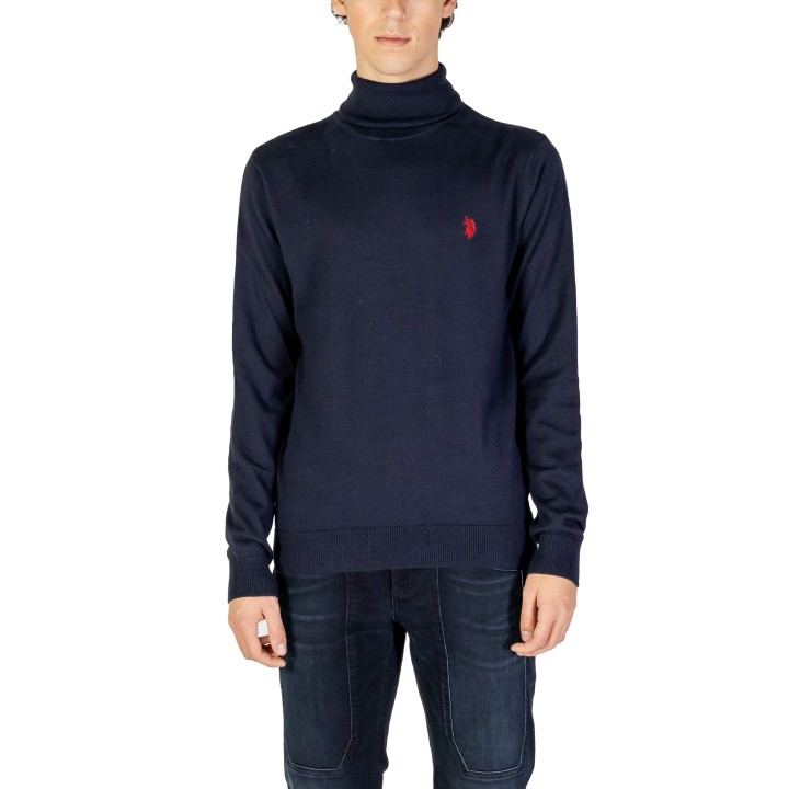 U.S. Polo Assn. jersey de cuello alto para hombre azul vista frontal