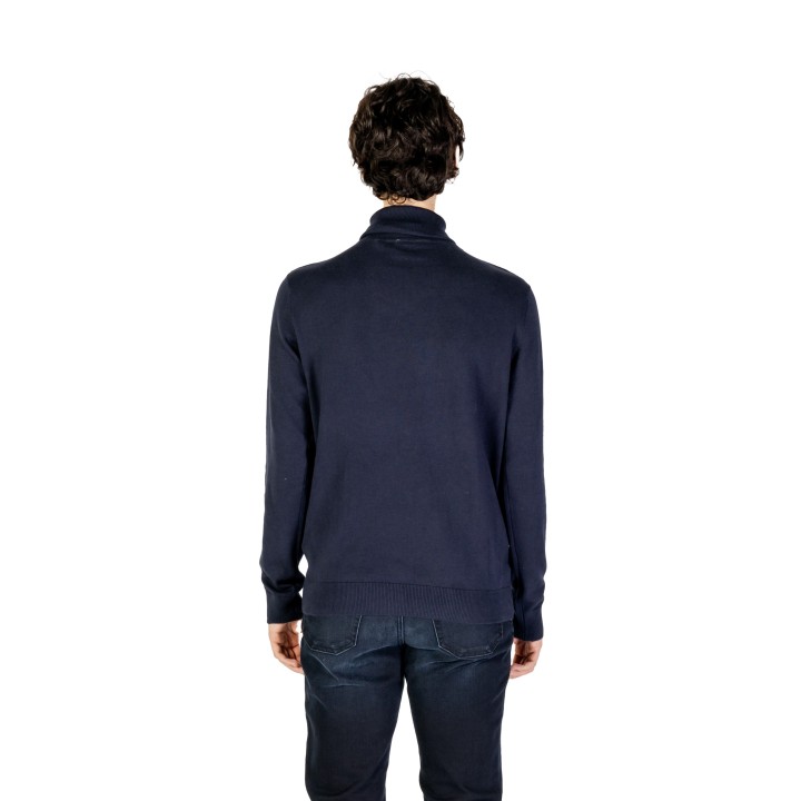U.S. Polo Assn. jersey de cuello alto para hombre azul vista posterior