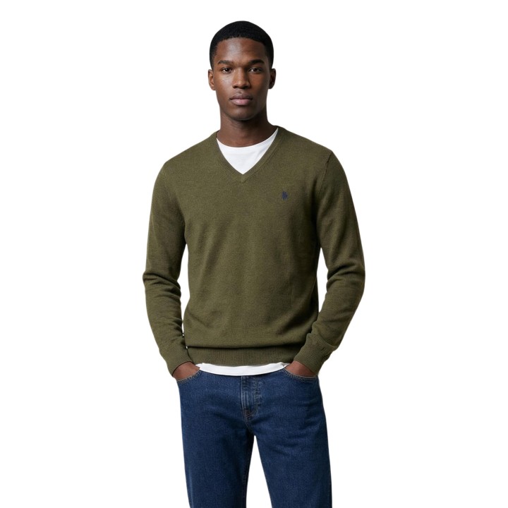 Jersey de hombre U.S. Polo Assn. verde oliva vista frontal