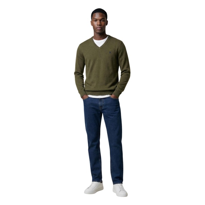 Jersey de hombre U.S. Polo Assn. verde oliva vista frontal completa