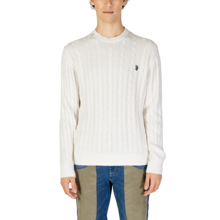 U.S. Polo Assn. jersey de hombre blanco de punto vista frontal