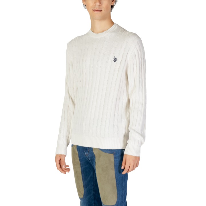 U.S. Polo Assn. jersey de hombre blanco de punto vista de tres cuartos