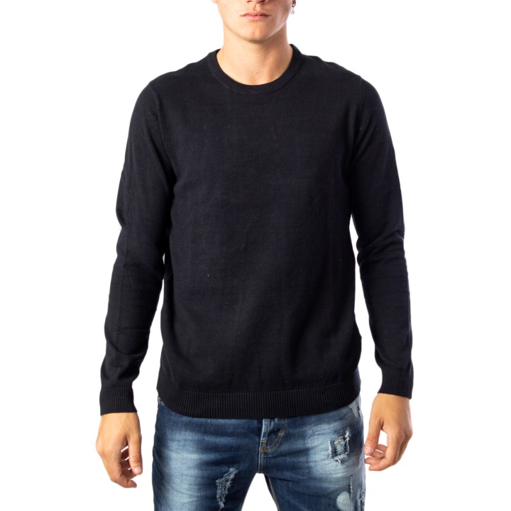 Jack Jones jersey de punto negro para hombre 12137190 vista frontal