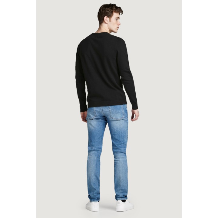 Jack Jones jersey de punto negro para hombre 12137190 vista posterior tres cuartos