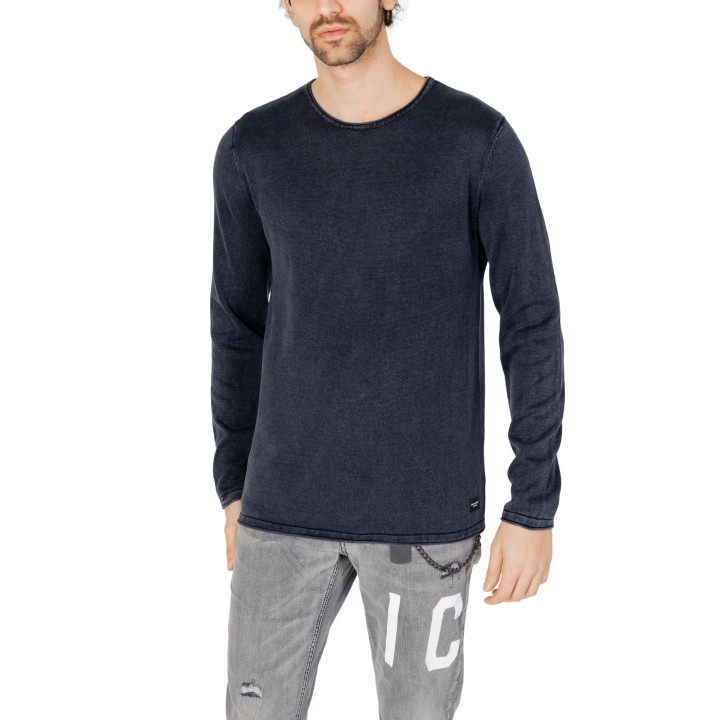 Jack Jones jersey de hombre Jjeleo Knit azul oscuro detalle frontal
