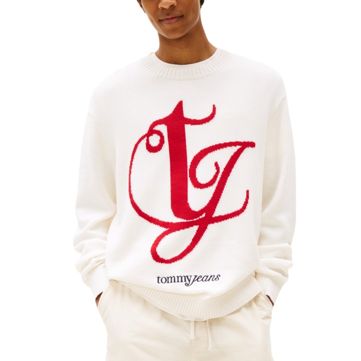 Detalle frontal de jersey Tommy Hilfiger Jeans para hombre en color crema