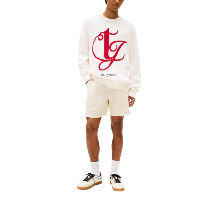 Jersey Tommy Hilfiger Jeans para hombre en color crema vista de tres cuartos