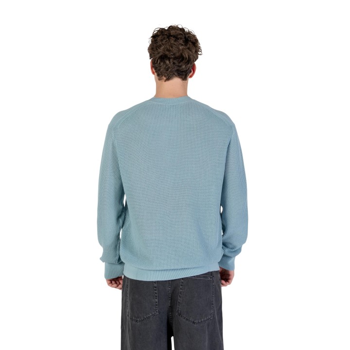 Jersey de hombre Calvin Klein Jeans LS Cotton Mesh Crew azul pálido de algodón vista posterior