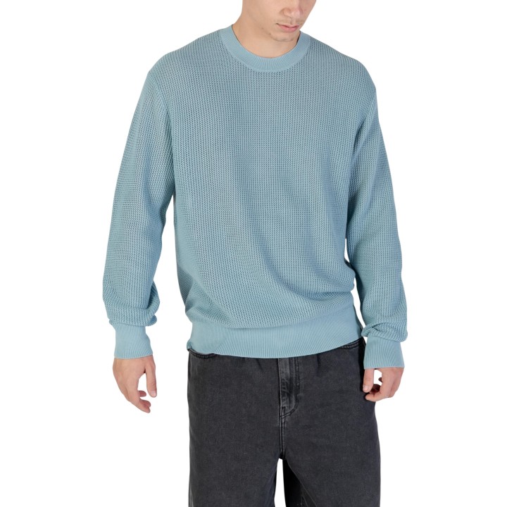Jersey de hombre Calvin Klein Jeans LS Cotton Mesh Crew azul pálido de algodón vista frontal