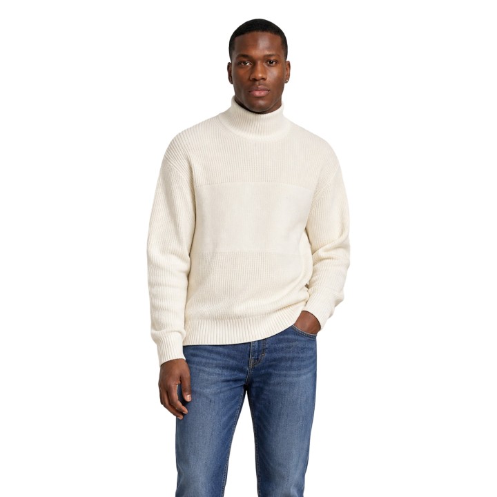 Calvin Klein Jeans jersey de hombre crema MIXED STITCH HIGH vista frontal