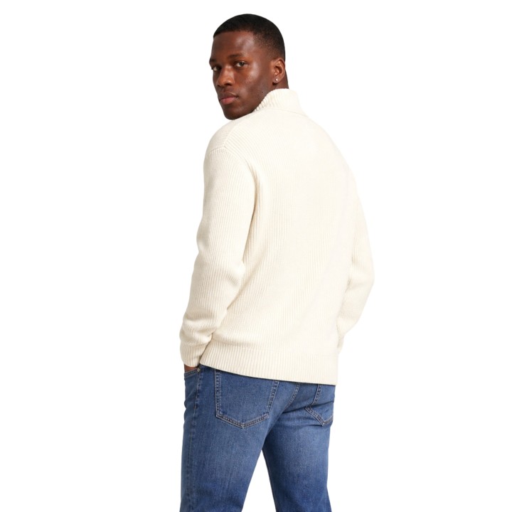 Calvin Klein Jeans jersey de hombre crema MIXED STITCH HIGH vista posterior