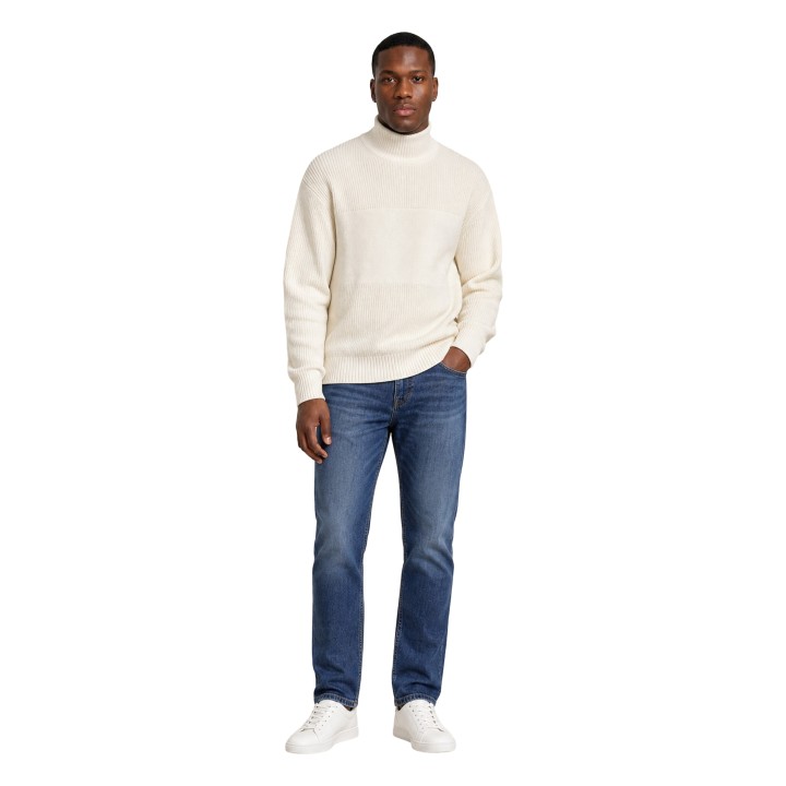 Calvin Klein Jeans jersey de hombre crema MIXED STITCH HIGH vista frontal completa