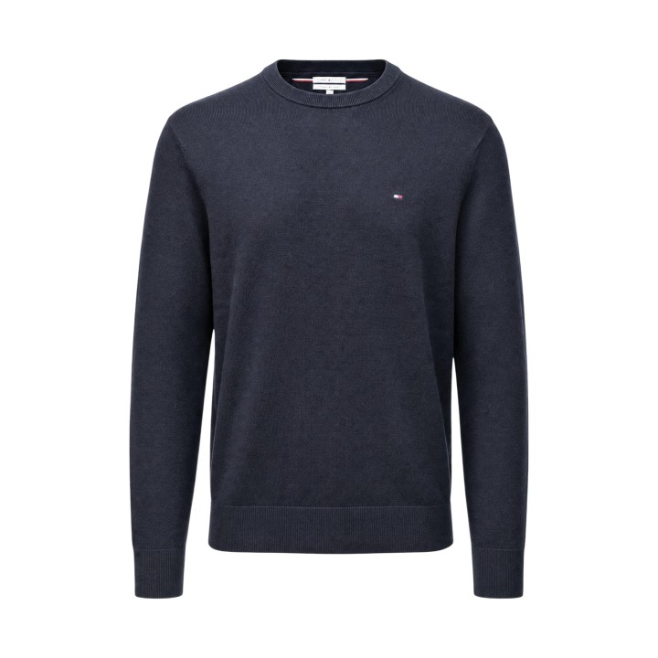 Tommy Hilfiger jersey negro de hombre en algodón pima y cashmere vista frontal
