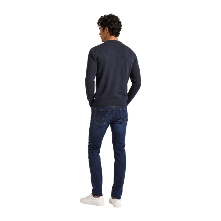 Tommy Hilfiger jersey negro de hombre en algodón pima y cashmere vista posterior