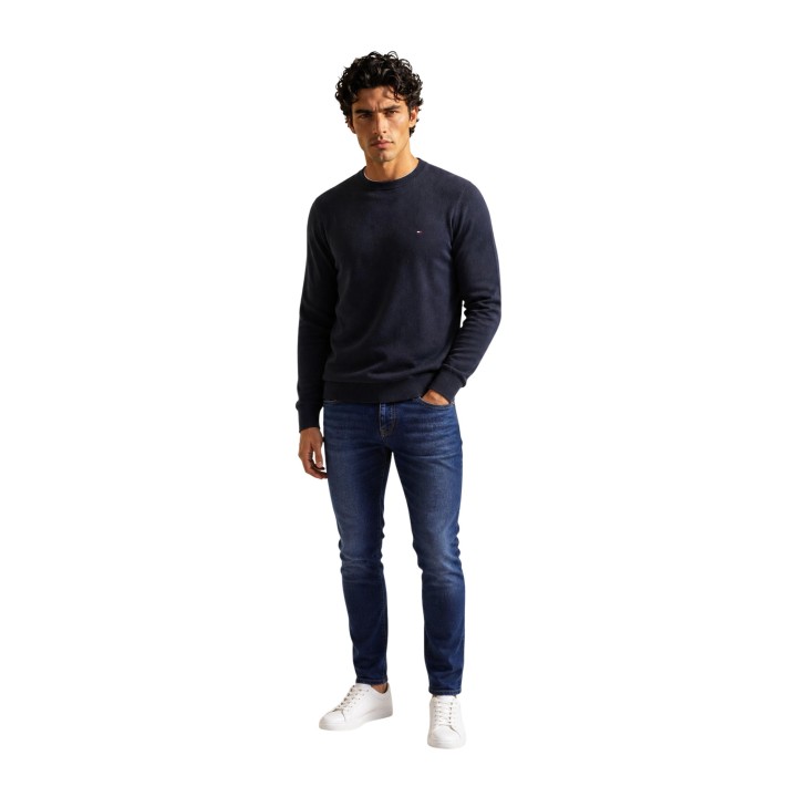 Tommy Hilfiger jersey negro de hombre en algodón pima y cashmere vista frontal de tres cuartos