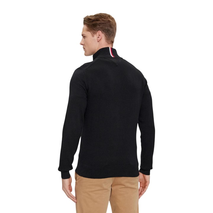 Tommy Hilfiger cárdigan negro de hombre en algodón pima y cachemir vista posterior