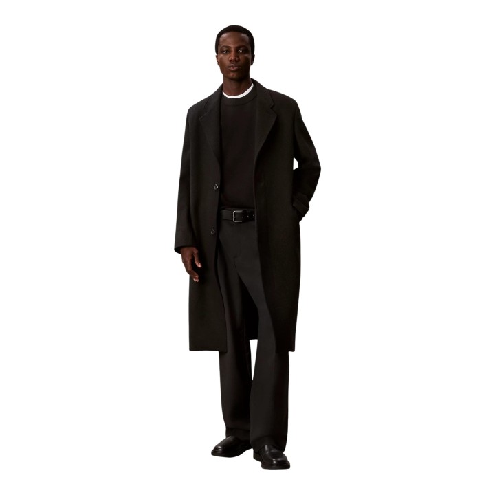 Jersey negro de algodón para hombre Calvin Klein Jeans en vista frontal de tres cuartos