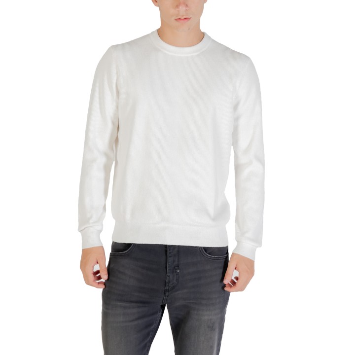 Antony Morato jersey de hombre Lisbon crema de punto acanalado vista frontal