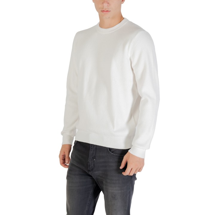 Antony Morato jersey de hombre Lisbon crema de punto acanalado vista de tres cuartos